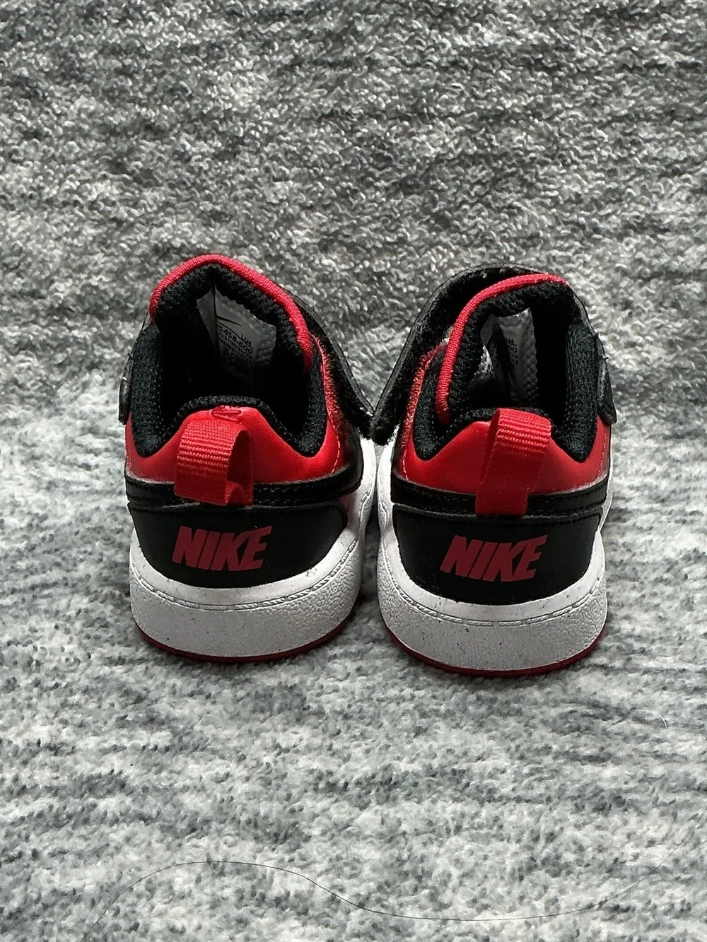 Baby Nike shoes Court Borough Low Recraft Red and Black Hook-and-Loop Sneakers